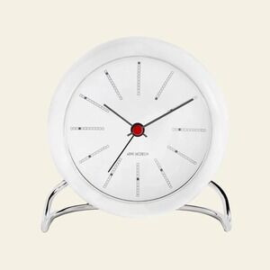 Vtg Arne Jacobson BankersTable Clock White Retro Midcentury Modern Alarm Denmark
